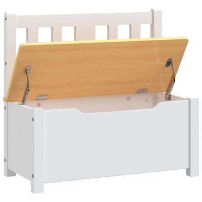 vidaXL Children Storage Bench White and Beige 60x30x55 cm MDF