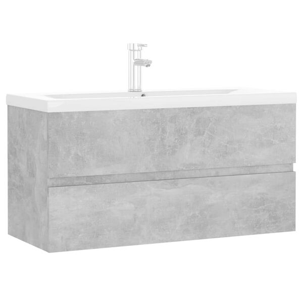 vidaXL Sink Cabinet with Built-in Basin Concrete Grey Engineered Wood