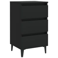 vidaXL Bed Cabinet with Metal Legs Black 40x35x69 cm