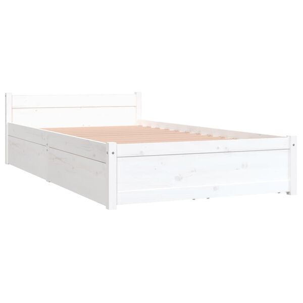 vidaXL Bed Frame without Mattress with Drawers White 100x200 cm (815035+814990)