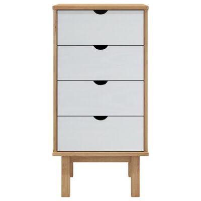 vidaXL Drawer Cabinet OTTA Brown&White 45x39x90cm Solid Wood Pine