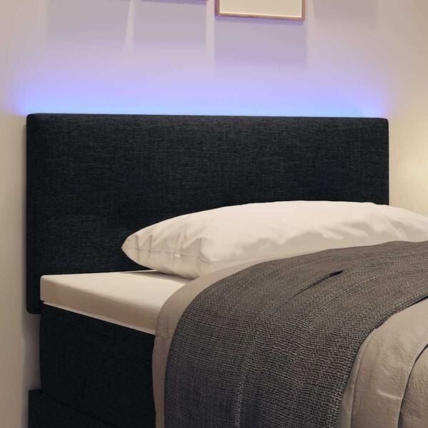 vidaXL LED Headboard with LED Strip Lights Black 80 cm Polyester