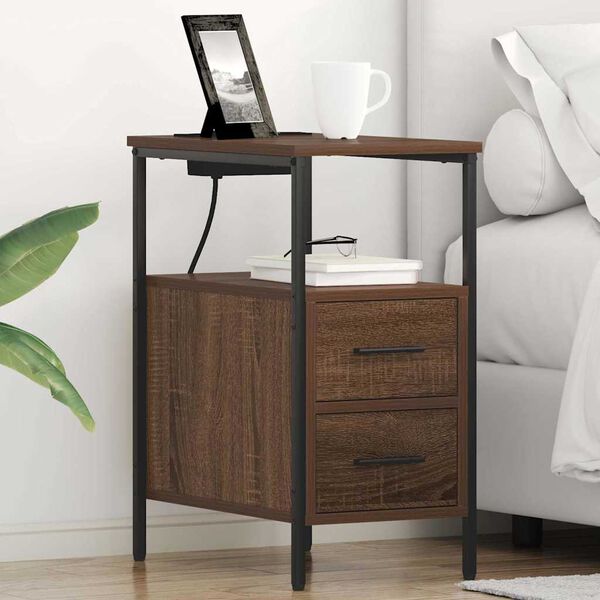 vidaXL Bedside Cabinet 2 pcs Brown Oak 30 x 48 x 61 cm Engineered Wood