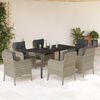 vidaXL 7 Piece Garden Dining Set with Cushions Light Grey Poly Rattan