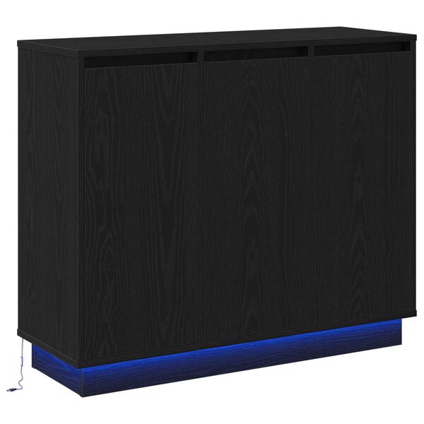 vidaXL LED Sideboard Black Oak 90 x 32 x 75 cm Engineered Wood