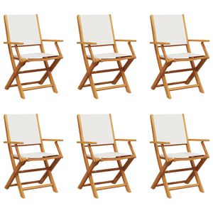 vidaXL Folding Garden Chairs 6 pcs Cream White Fabric and Solid Wood