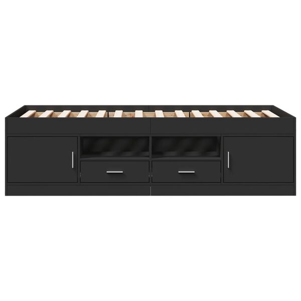 vidaXL Daybed with Drawers without Mattress Black 75x190 cm Small Single