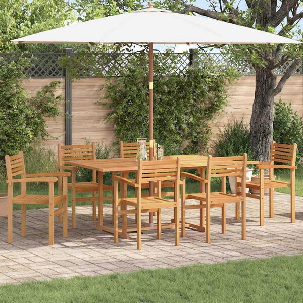 vidaXL Garden Dining Set 7 pcs Natural Solid teak wood