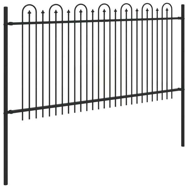 vidaXL Spike Arch Fence Black 200 x 150 cm Powder-Coated Steel