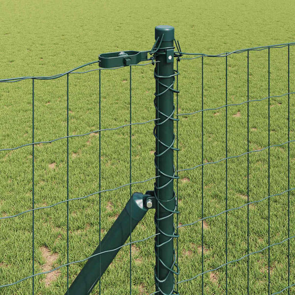 vidaXL Fence with Post Green 1.2 x 25 m Steel and PVC