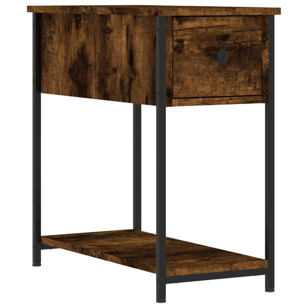 vidaXL Bedside Cabinet Smoked Oak 30x60x60 cm Engineered Wood