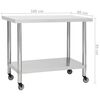 vidaXL Kitchen Work Table with Wheels 100x60x85 cm Stainless Steel