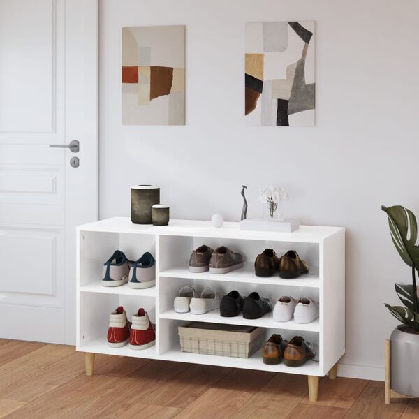 vidaXL Shoe Cabinet High Gloss White 102x36x60 cm Engineered Wood