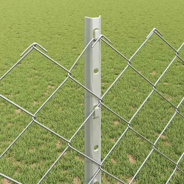 vidaXL Fence with Post Silver 1.2 x 25 m Steel