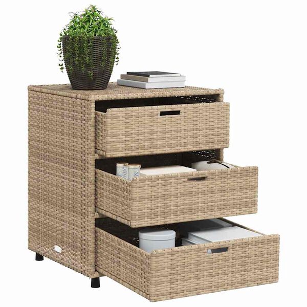 vidaXL Garden Storage Cabinet Beige 55x59x69 cm Poly Rattan