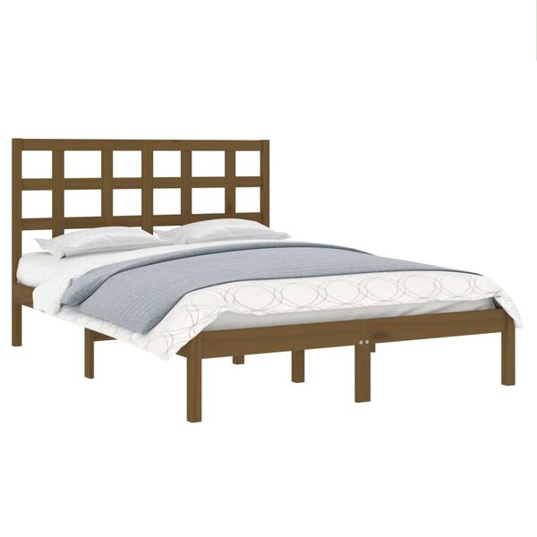 vidaXL Bed Frame without Mattress Honey Brown 200x200 cm Solid Wood