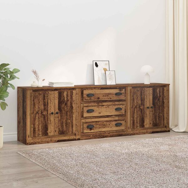 vidaXL Sideboards 3 pcs Old Wood 70 x 35.5 x 67.5 cm Engineered Wood