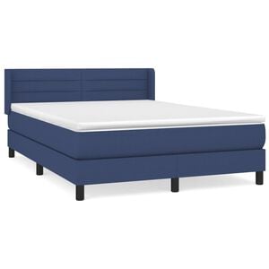 vidaXL Box Spring Bed with Mattress Blue 140x190 cm Fabric