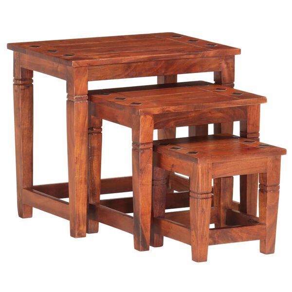 vidaXL Nesting Tables 3 pcs Solid Acacia Wood