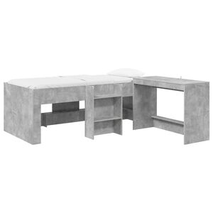vidaXL Kids'High Bed Frame with Desk 2 pcs Concrete Grey