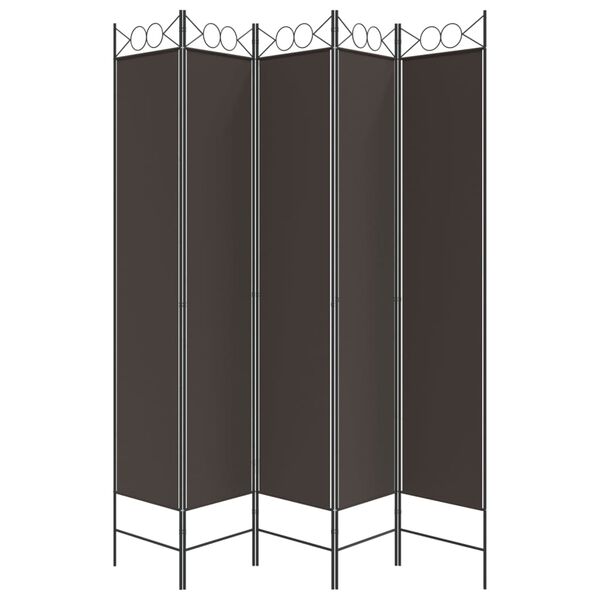 vidaXL 5-Panel Room Divider Brown 200x220 cm Fabric