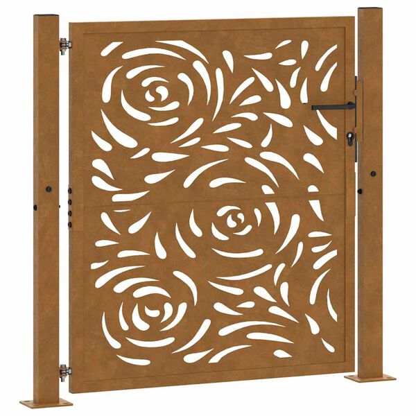 vidaXL Garden Gate 100x100 cm Weathering Steel Flame Design