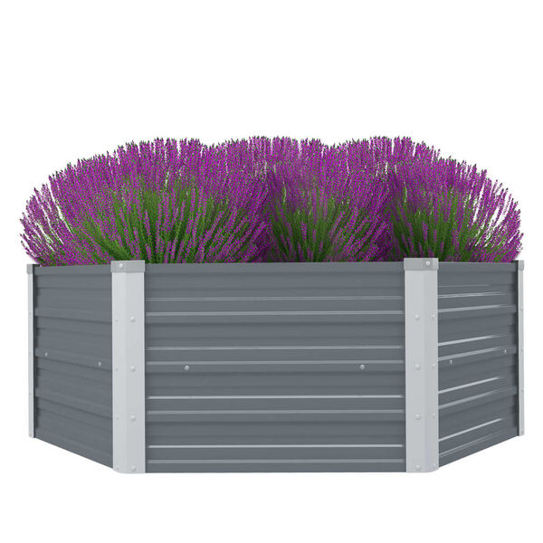 vidaXL Raised Garden Bed 129x129x45 cm Galvanised Steel Grey