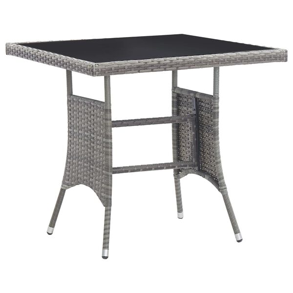 vidaXL Garden Table Grey 80x80x74 cm Poly Rattan
