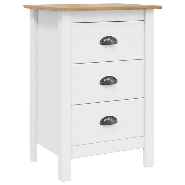 vidaXL Bedside Cabinet Hill White and Honey Brown 46 x 35 x 65 cm