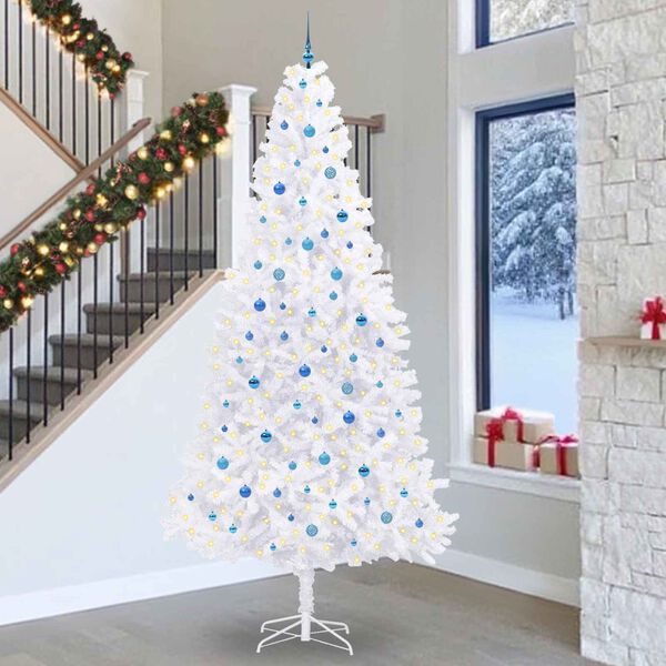 vidaXL Artificial Christmas Tree with Stand White 300 cm PVC and Steel