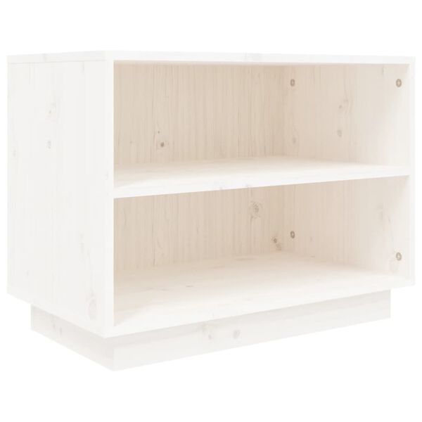 vidaXL Shoe Cabinet White 60x34x45 cm Solid Wood Pine