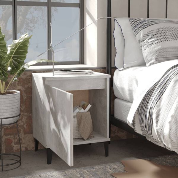 vidaXL Bed Cabinet with Metal Legs Concrete Grey 40x30x50 cm