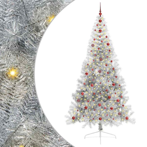 vidaXL Artificial Pre-lit Christmas Tree Silver 240 cm PET