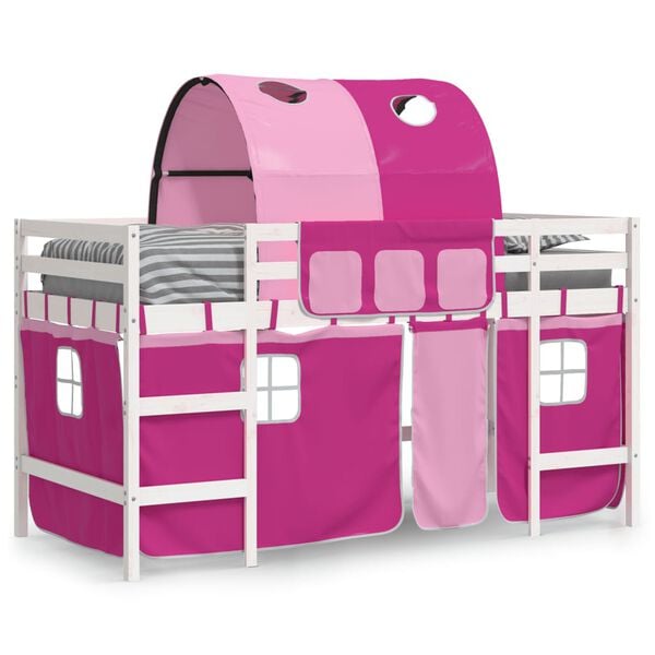 vidaXL Kids' Loft Bed with Tunnel without Mattress Pink 90x190cm