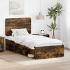 vidaXL Bed Frame with Headboard Smoked Oak 90 x 200 cm Solid Pine Wood