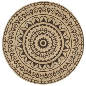 vidaXL Area Rug | Natural and dark brown | Braided jute | 90 cm diameter