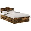 vidaXL Bed Frame with Drawer Smoked Oak 135 x 190 cm Engineer Wood