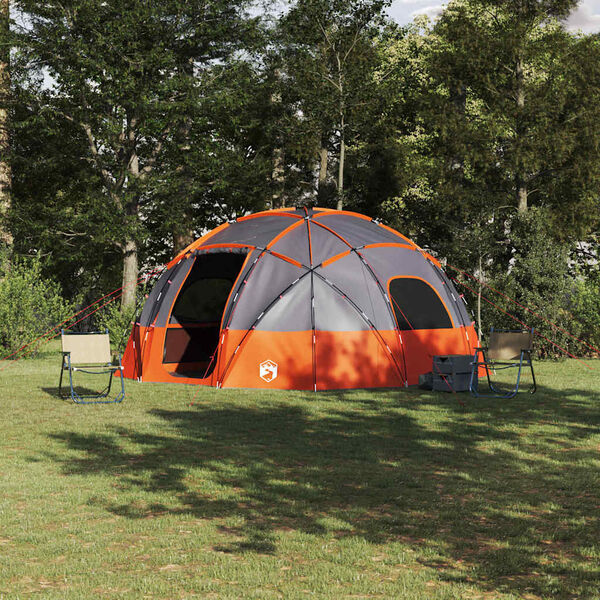 vidaXL Camping Tent Grey and orange 475 x 475 x 235 cm Polyester