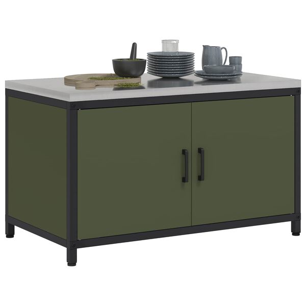 vidaXL Kitchen Storage with Shelf Olive Green 90 x 50 x 53 cm Steel