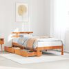 vidaXL Bed Frame with Drawers without Mattress Wax Brown 75x190 cm Small Single