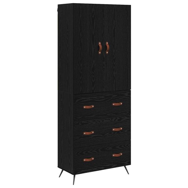 vidaXL Highboard Black Oak 69.5 x 34 x 180 cm Engineered Wood