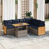 vidaXL 7 Piece Garden Sofa Set with Cushions Grey Poly Rattan Acacia