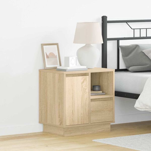 vidaXL Bedside Cabinet with Drawer 2 pcs Sonoma Oak 50 x 34.5 x 50 cm