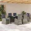 vidaXL Garden Dining Set with Cushion 7 pcs Grey Poly Rattan