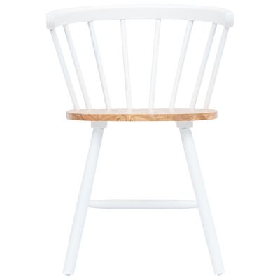vidaXL Dining Chairs 2 pcs White and Light Wood Solid Rubber Wood