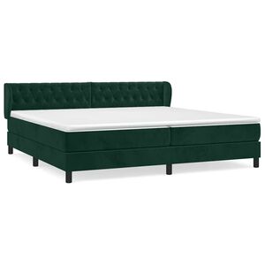 vidaXL Box Spring Bed with Mattress Dark Green 200x200 cm Velvet