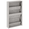 vidaXL Shoe Cabinet with Mirror 3-Layer Concrete Grey 63x17x102.5 cm