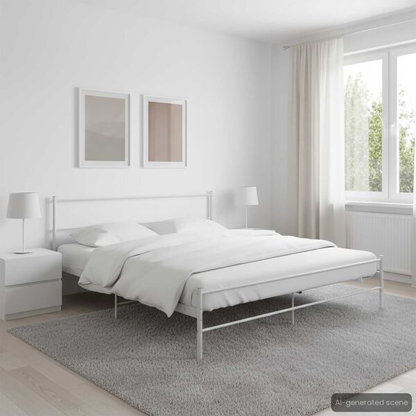 vidaXL Bed Frame without Mattress White Metal 180x200 cm Super King