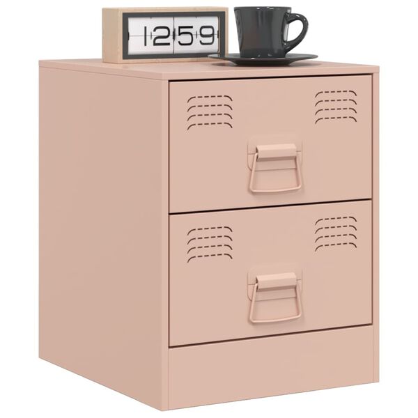 vidaXL Bedside Cabinets 2 pcs Pink 34.5x39x44 cm Steel