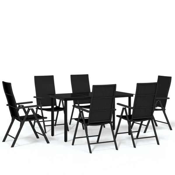 vidaXL 7 Piece Garden Dining Set Black